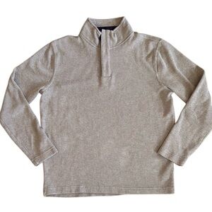 MENS QUARTER ZIP LARGE PULLOVER 100% COTTON SWEATER TAN LONG SLEEVED BREATHEABLE